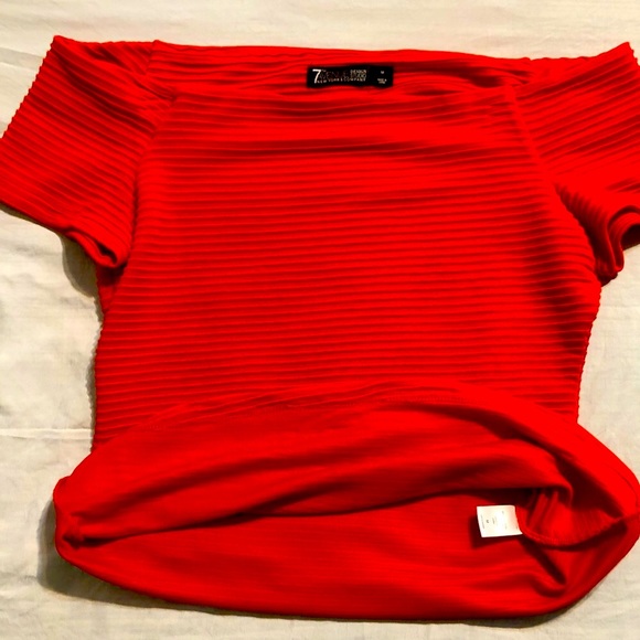 NY&CO 7TH AVENUE design studio tangerine/orange red ribbed summer top sizeM EUC - Picture 6 of 6